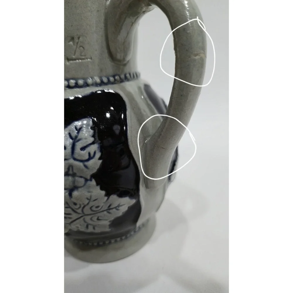 Vintage Marzi & Remy German Salt Glaze Stoneware Pitcher Winninger Weinhex Jug